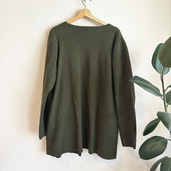 J Crew Womens Vanessa Sweater Jacket XL Heather Olive Green Preppy Minimalist - Picture 4 of 9